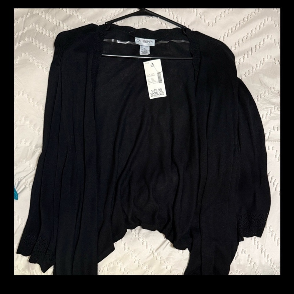 Catherines Black Open-Front Cardigan